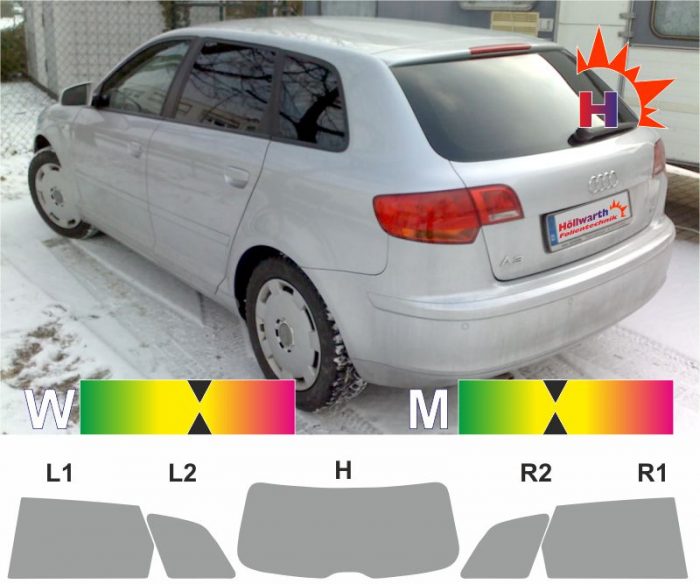 AUDI A3 8P Sportback 2005 bis 2012 Tönungsfolie passgenau