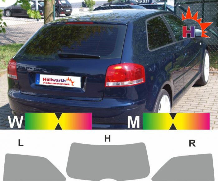 AUDI A3 8P dreitürig 2003 bis 2012 Tönungsfolie passgenau