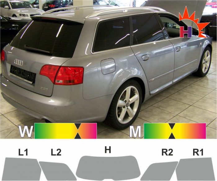 AUDI A4 B7 Avant 2004 bis 2008 passgenaue Tönungsfolie