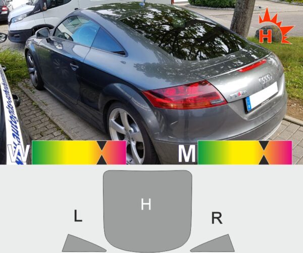 AUDI TT 8J 2006 bis 2010 vor Facelift passende Tönungsfolie