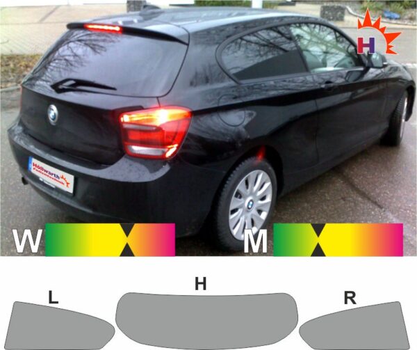 BMW 1er F21 dreitürig ab 2012 und facelift ab 2015 passende Tönungsfolie