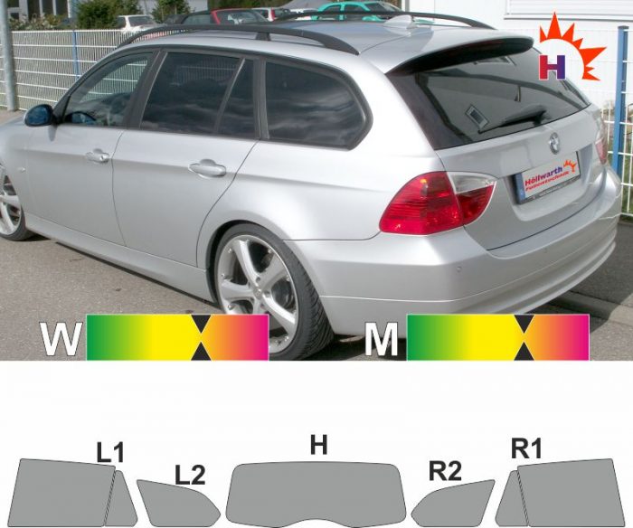 BMW 3er E91 Touring 2006 bis 2008 passgenaue Tönungsfolie