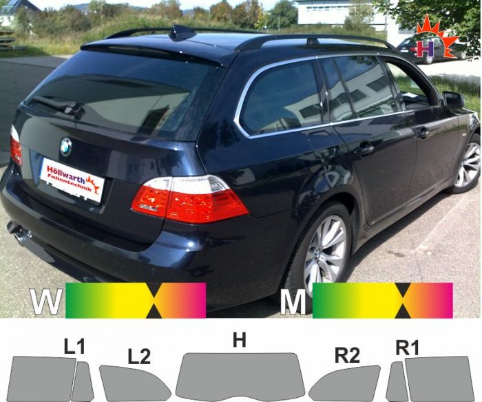 BMW 5er E61 Touring 2004 bis 2010 passgenaue tönungsfolie