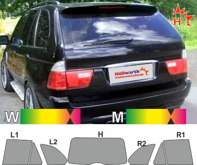 BMW X5 E53 2000 bis 2006 passgenaue Tönungsfolie