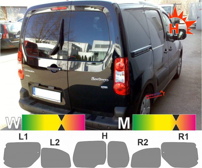 CITROEN Berlingo II Heckflügeltüren Schiebetür rechts Ausstellfenster passende tönungsfolie