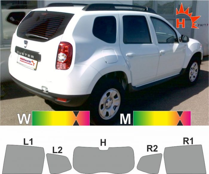 DACIA Duster 2010 bis 2018 passgenaue Tönungsfolie