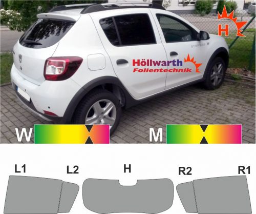 DACIA Sandero II seit 2013 passgenaue Tönungsfolie