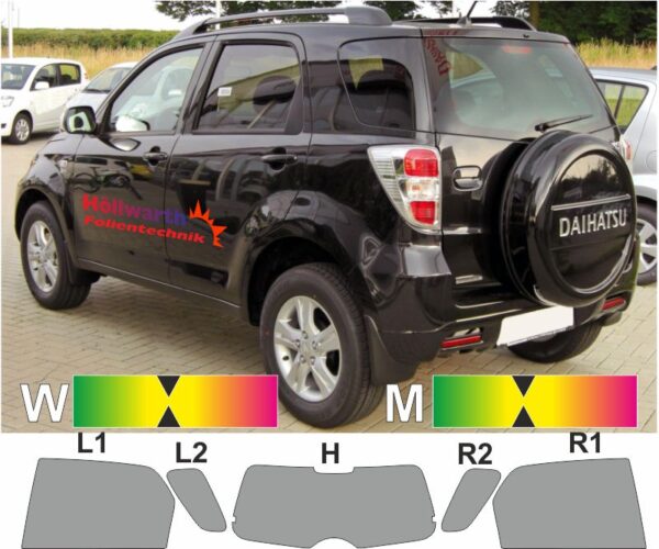 DAIHATSU Terios II 2006 bis 2013 passgenaue Tönungsfolie