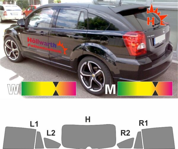 DODGE Caliber 2006 bis 2011 passend geschnittene Tönungsfolie
