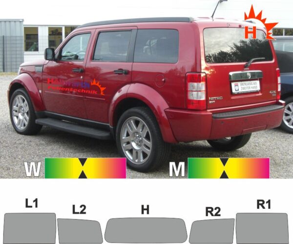 DODGE Nitro 2006 bis 2011 passend geschnittene Tönungsfolie