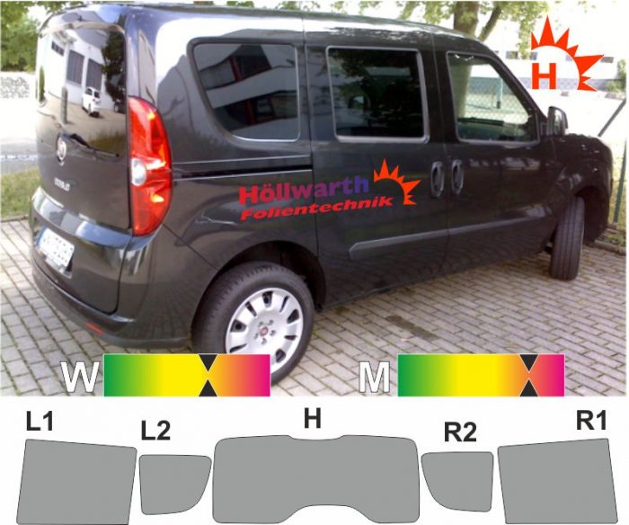 FIAT Doblo II Heckklappe Schiebetüren L R Hebefenster ab 2010 passgenaue TÖnungsfolie