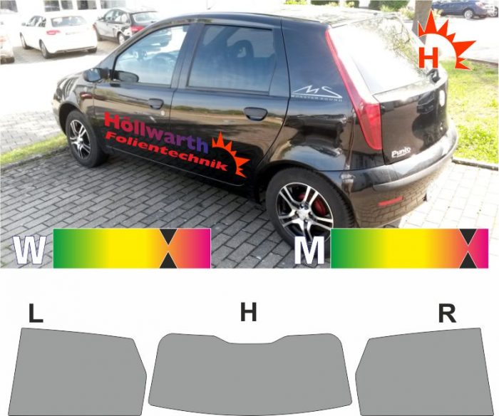 FIAT Punto 188 fünftürig 1999 bis 2007 passgenaue Tönungsfolie