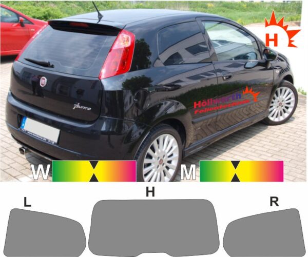 FIAT Punto 199 dreitürer 2005 bis 2018 passende Tönungsfolie