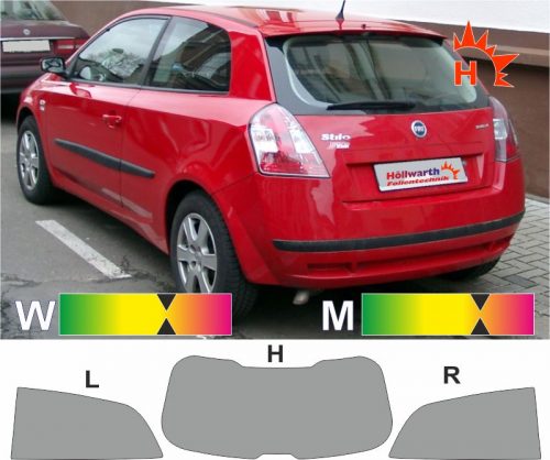FIAT Stilo dreitürig 2001 bis 2007 passgenaue Tönungsfolie