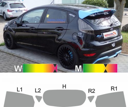 FORD Fiesta MK7 fünftuerig 2008 bis 2017 passgenaue Tönungsfolie