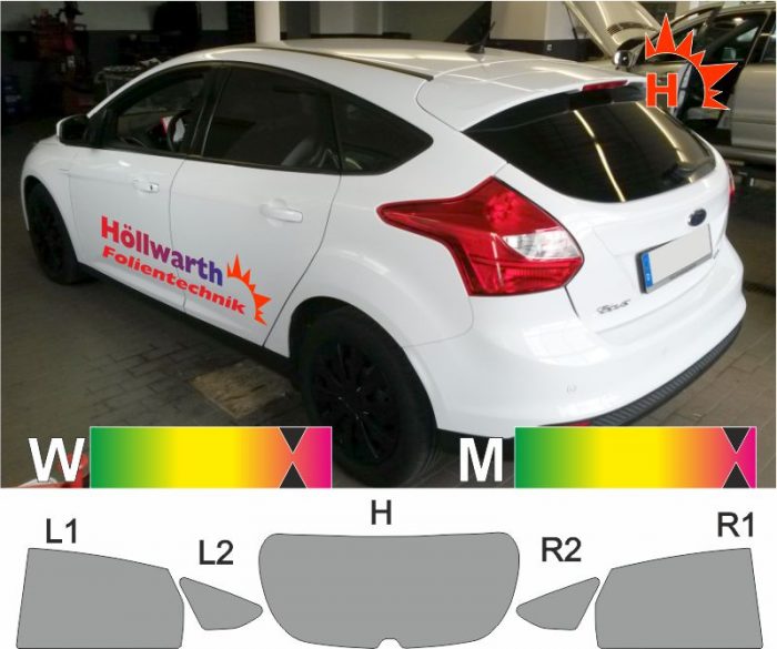 FORD Focus 11 Schrägheck ab 2010 passgenaue Tönungsfolie