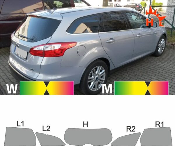 FORD Focus 11 Tournier mit Glasantenne 2010 bis 2018 passende Tönungsfolie