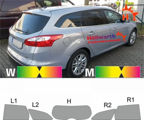 FORD Focus 11 Tournier ohne Antennenanschluss ab 2010 passgenaue Tönungsfolie