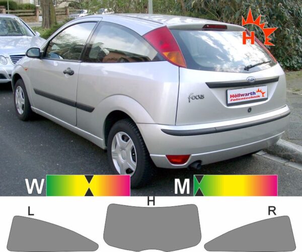 FORD Focus 98 dreitürig 1998 bis 2004 passende Tönungsfolie