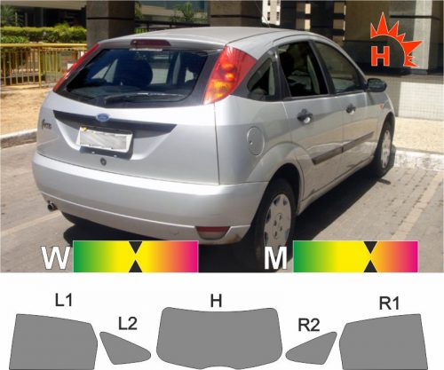 FORD Focus 98 fünftuerig 1998 bis 2004 Tönungsfolie passgenau