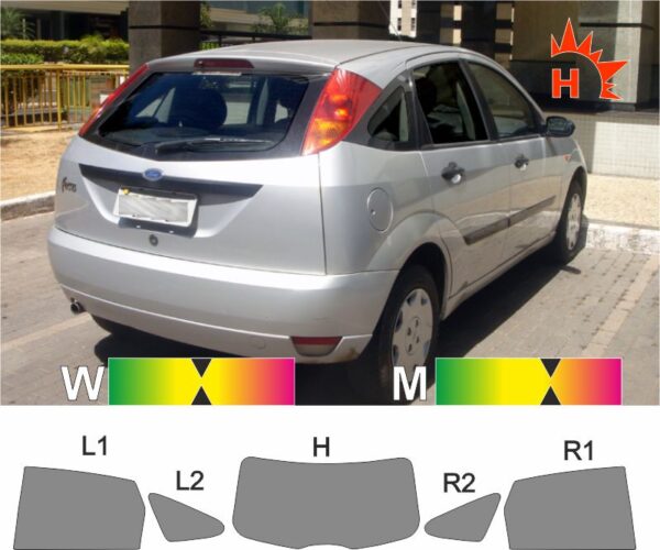 FORD Focus 98 fünftürig 1998 bis 2004 passende Tönungsfolie