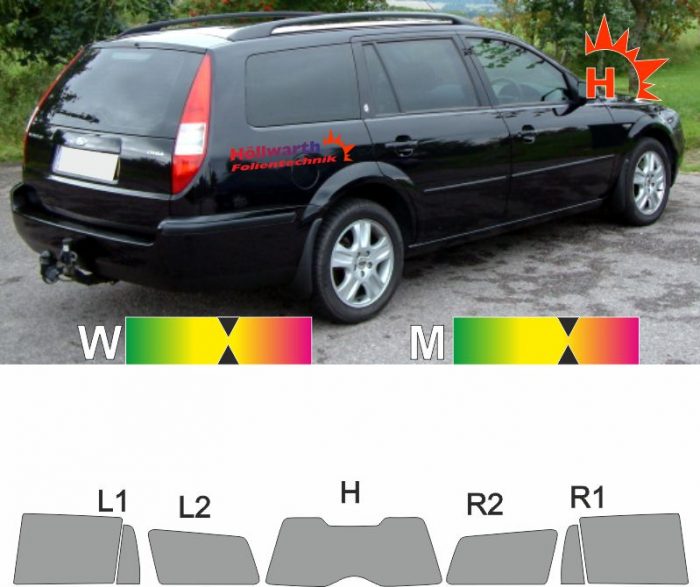 FORD Mondeo 01 Tournier 2001 bis 2007 passgenaue Tönungsfolie