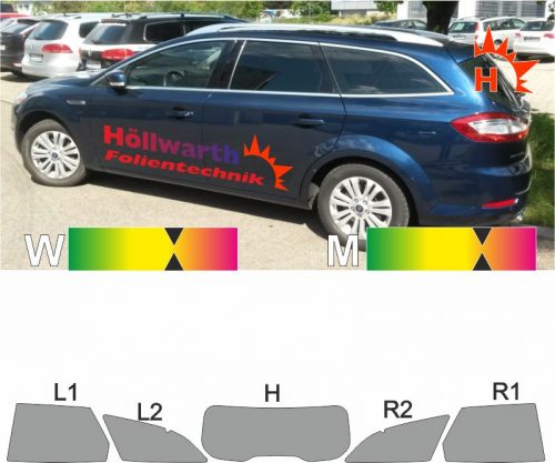 FORD Mondeo 07 Tournier mit Glasantenne 2010 bis 2014 Passgenaue Tönungsfolie