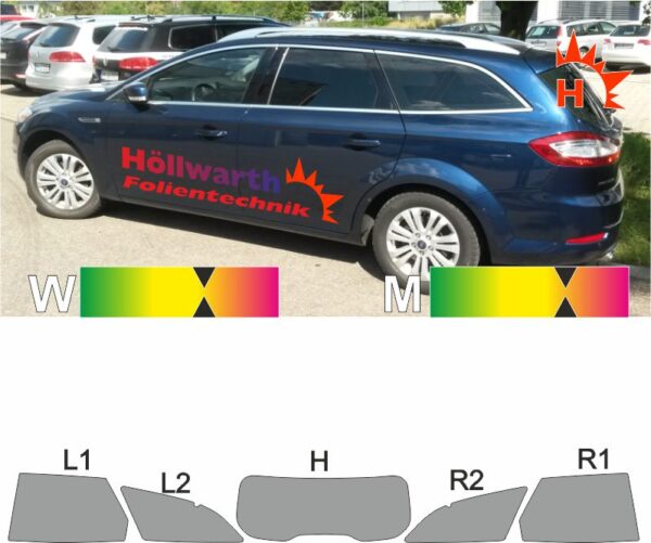 FORD Mondeo 07 Tournier mit Glasantenne 2007 bis 2014 passende Tönungsfolie