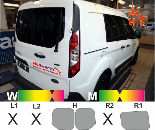 FORD Transit Connect 13 2013 bis 2022 Heckflügel Schiebetür rechts passende Tönungsfolie