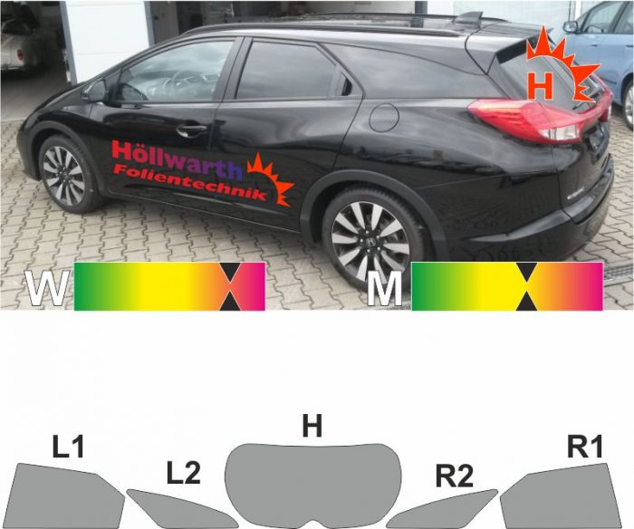 HONDA Civic Tourer ab 2014 passgenaue Tönungsfolie