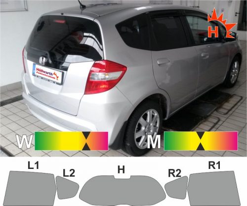 HONDA Jazz GE 2008 bis 2015 passgenaue Tönungsfolie