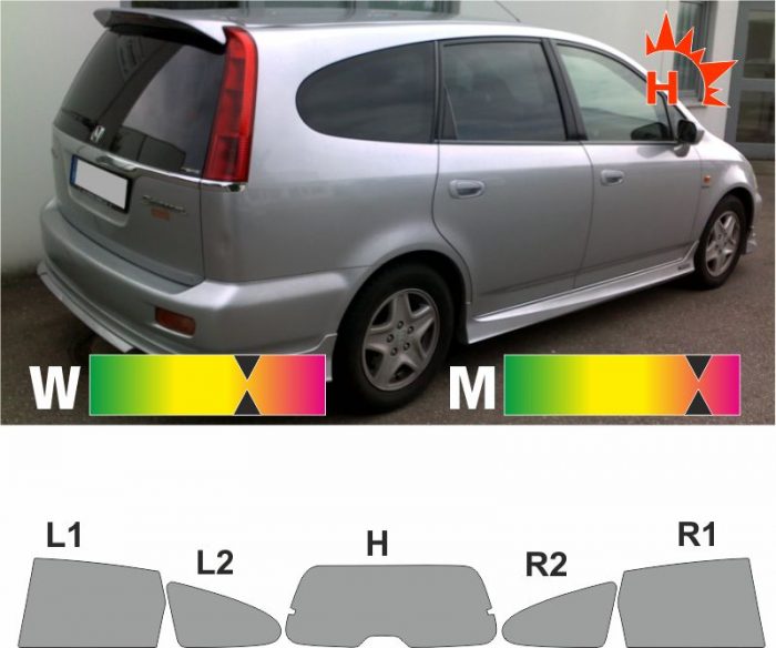 HONDA Stream 2000 bis 2007 passgenaue Tönungsfolie