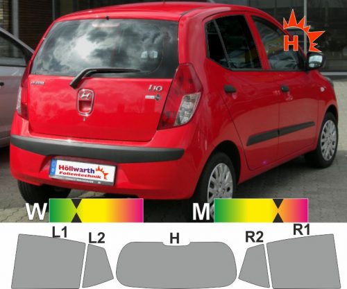 HYUNDAI i10 2008 bis 2013 passgenaue Tönungsfolie