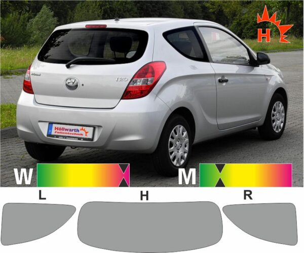HYUNDAI i20 PB dreitürig 2008 bis 2014 passende Tönungsfolie