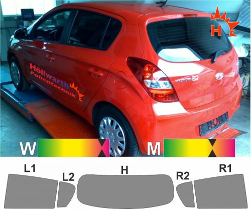 HYUNDAI i20 PB fünftürig 2008 bis 2014 passgenaue Tönungsfolie