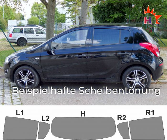 HYUNDAI i20 PB fünftürig passgenaue Tönungsfolie