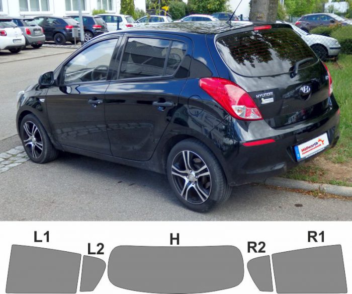 HYUNDAI i20 PB fünftürig passgenaue Tönungsfolie