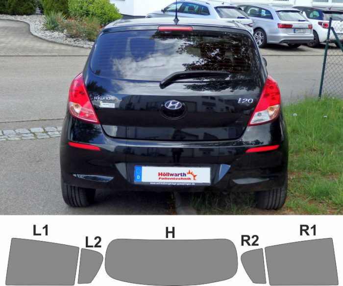 HYUNDAI i20 PB fünftürig passgenaue Tönungsfolie