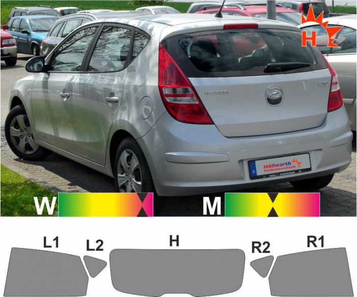 HYUNDAI i30 FD fünftürig 2007 bis 2012 passgenaue Tönungsfolie