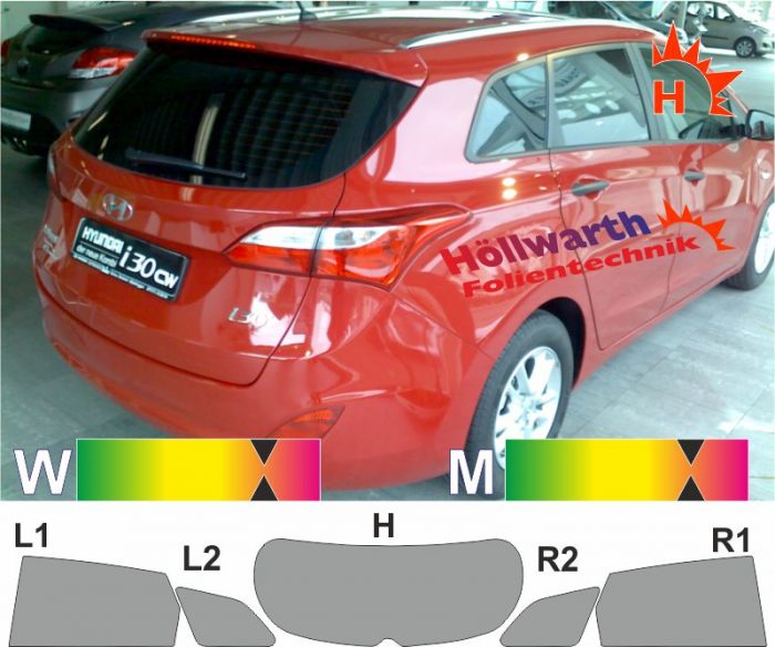 HYUNDAI i30 cw GD 2012 bis 2017 passgenaue Tönungsfolie