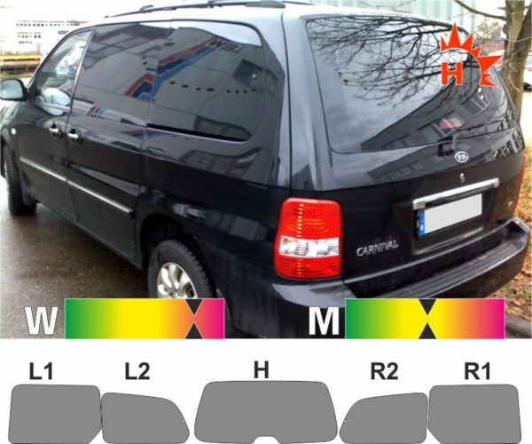 KIA Carnival II 1999 bis 2006 passende Tönungsfolie