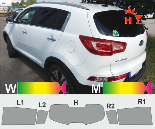 KIA Sportage SL 2010 bis 2015 passgenaue Tönungsfolie