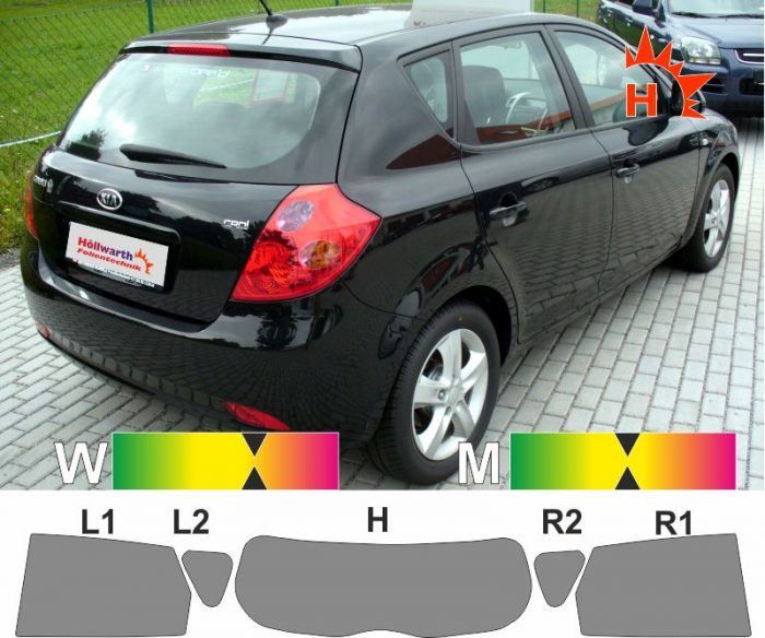 KIA cee'd ED 2006 bis 2012 passgenaue Tönungsfolie