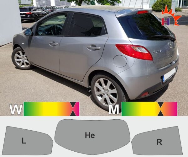 MAZDA2 DE fünftürig 2007 bis 2014 passende Tönungsfolie