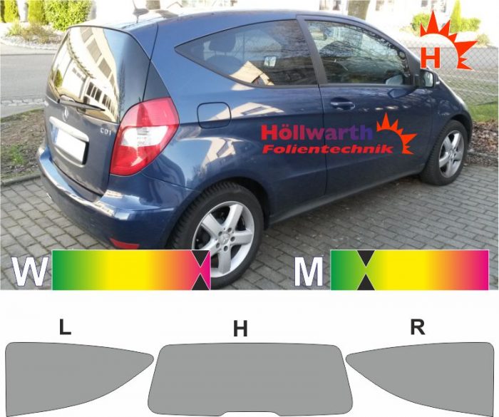 MERCEDES A-Klasse 169 dreitürer 2004 bis 2012 passende Tönungsfolie