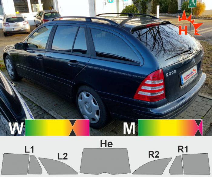 MERCEDES C-Klasse S203 passgenaue Tönungsfolie