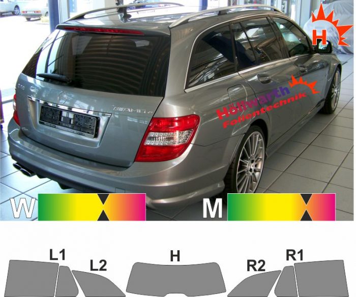 MERCEDES C-Klasse S204 T-Modell 2007 bis 2014 passgenaue Tönungsfolie