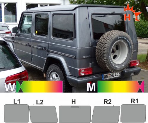 MERCEDES G-Klasse ab 2012 passgenaue Tönungsfolie Var1