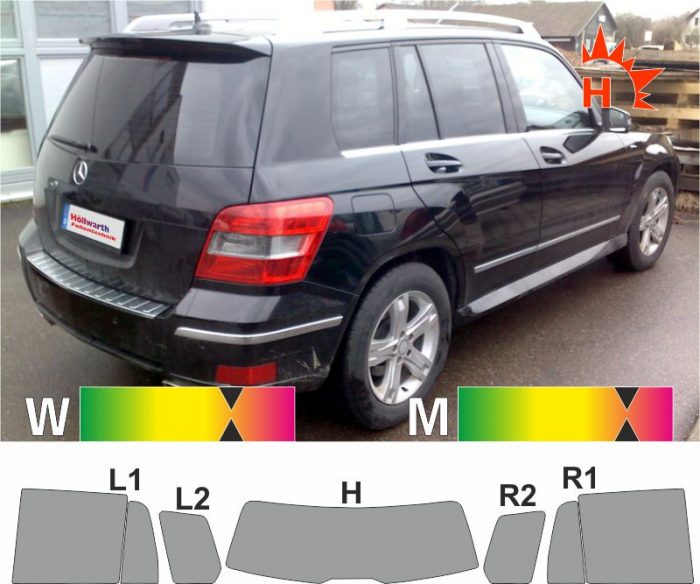 MERCEDES GLK X204 2008 bis 2012 passende Tönungsfolie