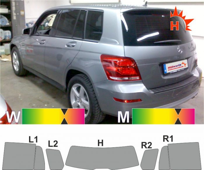 MERCEDES GLK X204 facelift 2012 bis 2015 passende Tönungsfolie